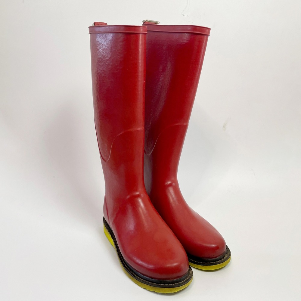 Ilse Jacobsen Hornbaek Red Rain Boots Fleece Lined EU 37 Coastal Fisherman